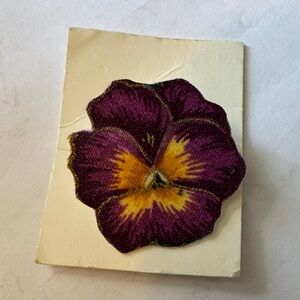 Purple and Yellow Pansy handpainted Floral Brooch
